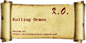 Kolling Ormos névjegykártya